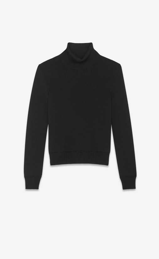 Rollkragenpullover aus schwarzer Wolle